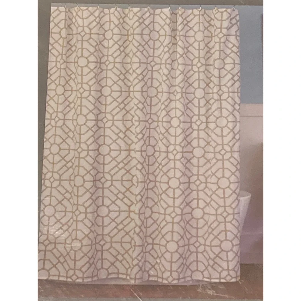 Vern Yip SKL Home Bamboo Lattice Shower Curtain Tan White 70x72 New